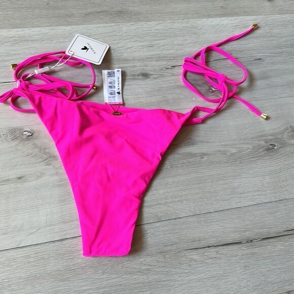 KAMONI SIDE TIE STRING LOW WAIST MICRO BIKINI M‎ PINK NWT IN PACKAGING - Picture 7 of 7